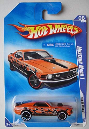 Hot Wheels 2009 Rebel Rides 8/10, Orange with Black Flames Mustang MACH 1 144/190