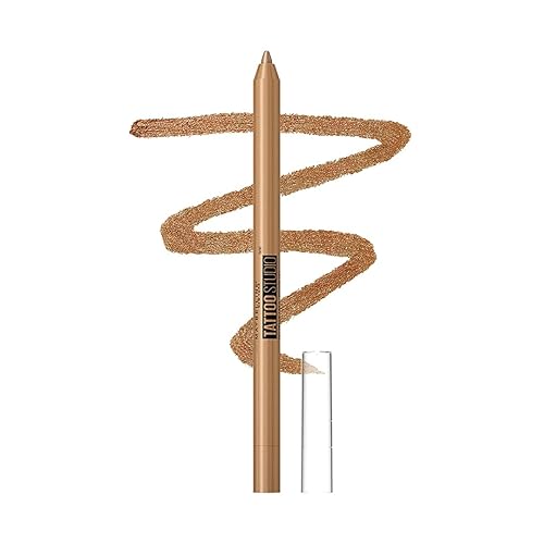 MAYBELLINE New York Tattoo Studio Long-Lasting Sharpenable Eyeliner Makeup Pencil, Glide on Smooth Gel Pigment, 36 Hour Wear, Waterproof Bronze Glitz