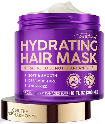 Hydrating Hair Mask - Deep Conditioning Treatment for Dry, Frizzy & Damaged Hair - Keratin Mask with Coconut & Argan Oils, Collagen & Wheat Protein Beauty and Personal Care NUTRAHARMONY Default Title