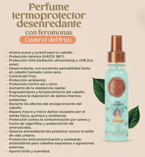 Origen Botánico Perfume Termoprotector para Cabello, Sin Alcohol, Antifrizz, Desenredante, Protección solar, Con Feromonas, Aroma Ritual de Tentación