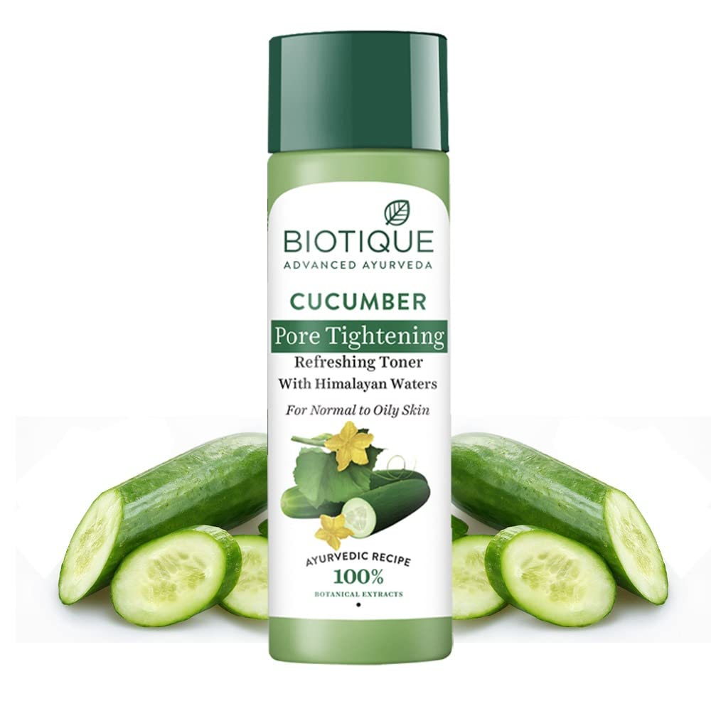 Biotique Bio Cucumber Pore Tightening Toner with Himalayan Waters for Normal to Oily Skin -120 ML/ 4.06Fl.Oz. I Help from Harmful Effects of Sun I