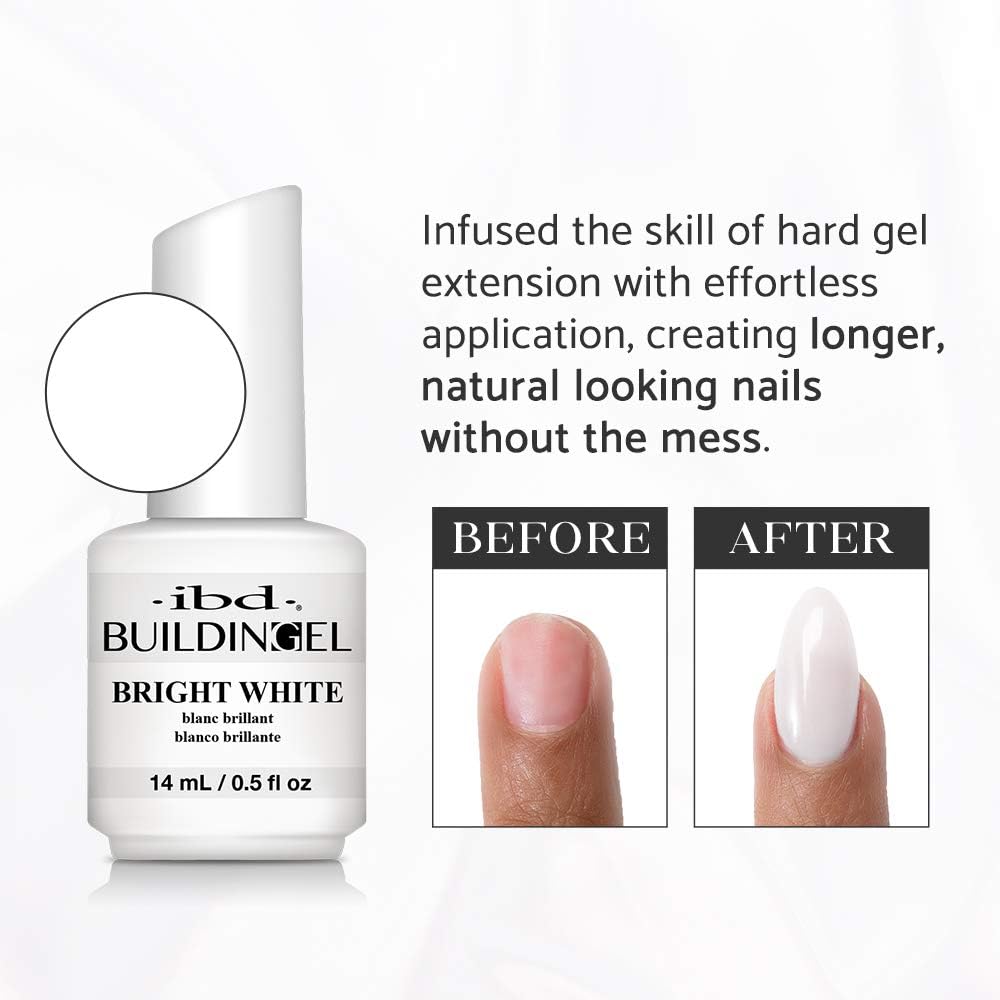IBD Builder Gel for Nails, Round - Bright White, UV/LED Gels Hard Nail Extensions & Sculpting Strong Long-Lasting Enhancement, Made in USA, 0.5 oz, 1 Beauty & Personal Care IBD