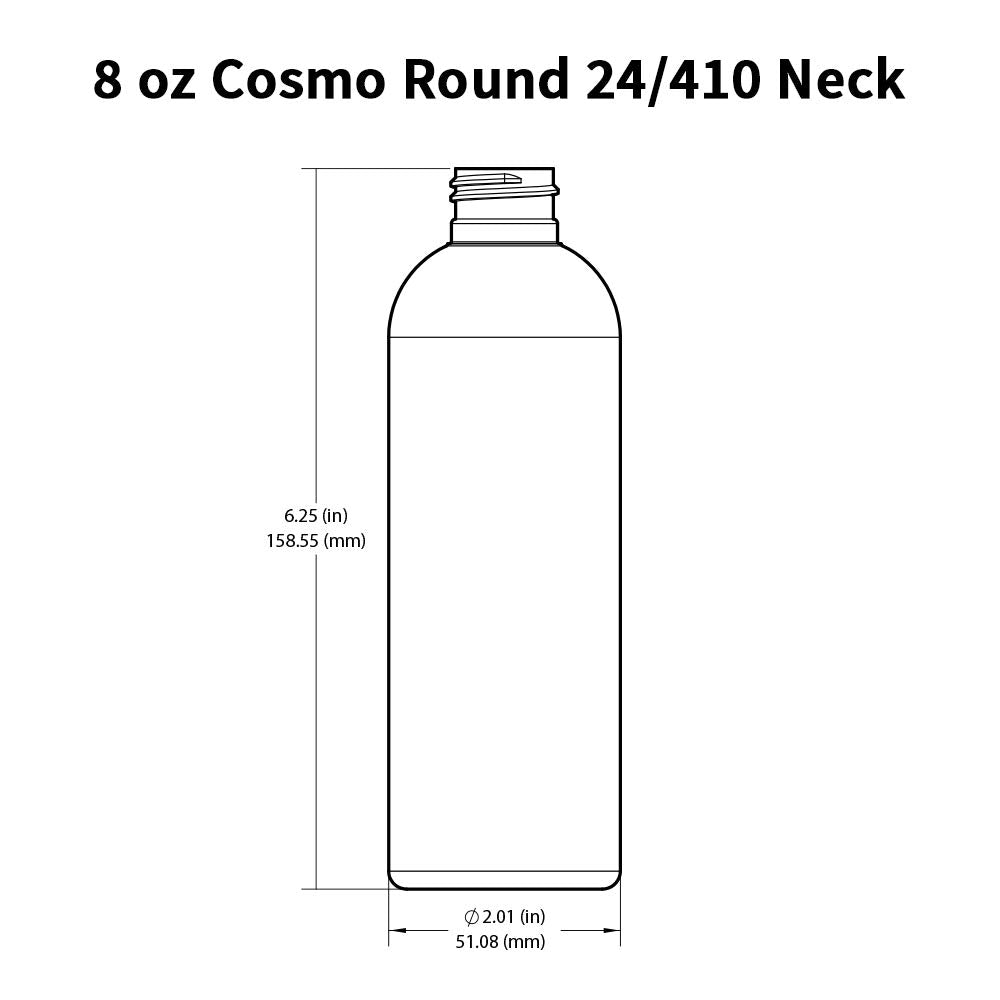25 PCS Empty White HDPE Bottle 8oz - Cosmo Round Plastic Bottles - 24/410 Neck Black Disc Cap - 24 mm Foil Pressure Seal for Freshness and Leak