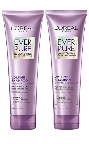 L'Oreal Paris EverPure Volume Sulfate Free Shampoo for Color-Treated Hair, Volume + Shine for Fine, Flat Hair, with Lotus Flower, 2 Count (8.5 Fl; Oz