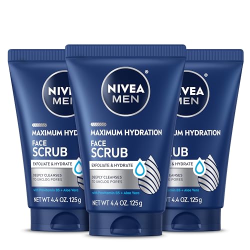 NIVEA MEN Maximum Hydration Face Scrub with Provitamin B5 and Aloe Vera, Exfoliating Face Wash Deeply Cleanses to Unclog Pores, 4.4 Oz Tube, Pack of 3 Beauty and Personal Care NIVEA MEN Default Title