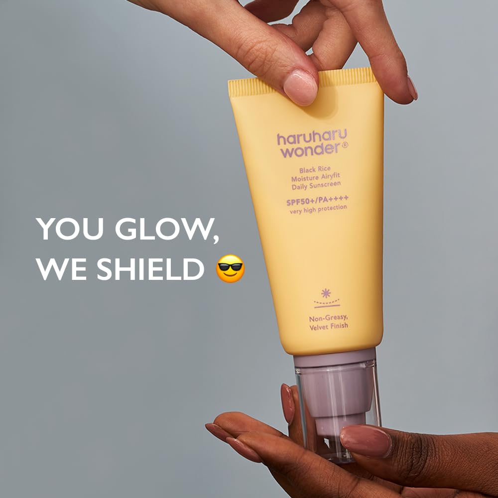Haruharu Wonder Black Rice Moisture Airyfit Daily Sunscreen 1.69fl.oz - Velvet Finish, No White Cast, Hydrating, Moisturizing, Korean Skin Care