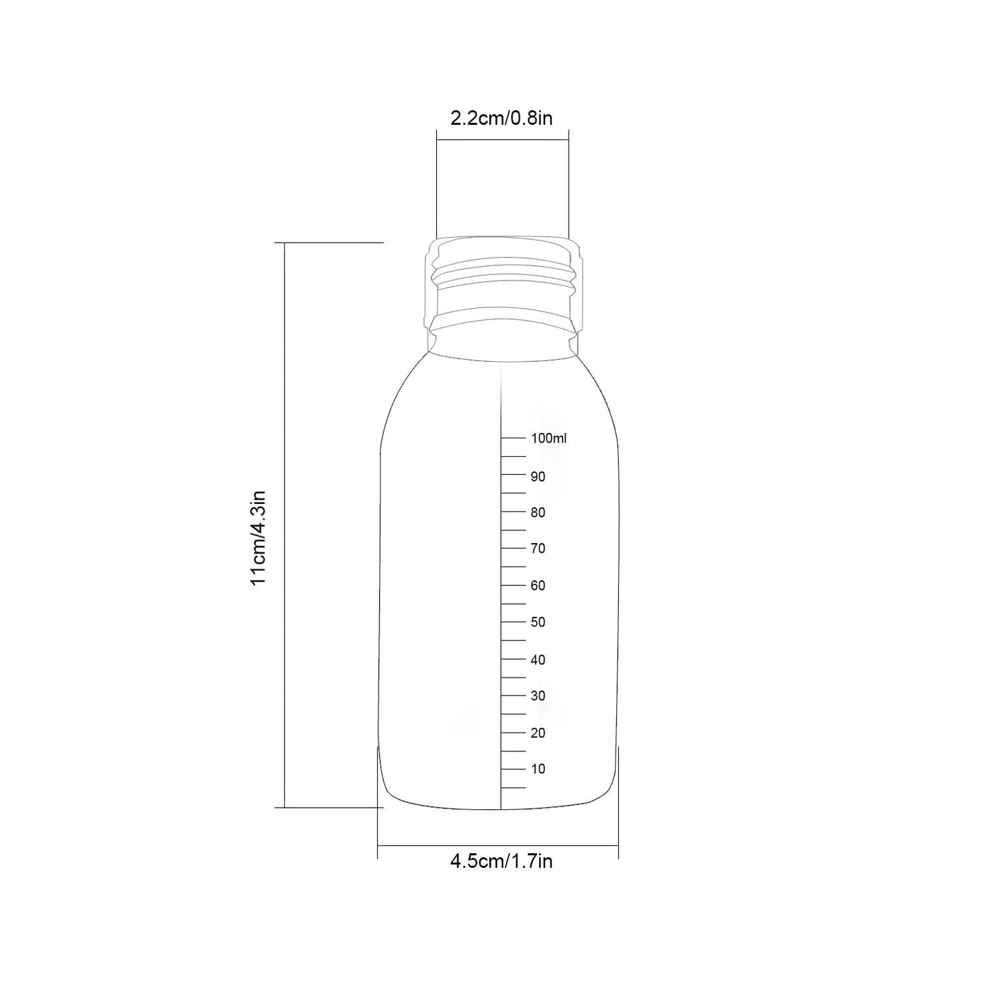 TRENDBOX Pack of 5-100ml Clear Empty PET Mini Storage 100ml/100g/100cc Bottles Hard Plastic Durable Turn Screw Cover Cap Round Filling Liquid