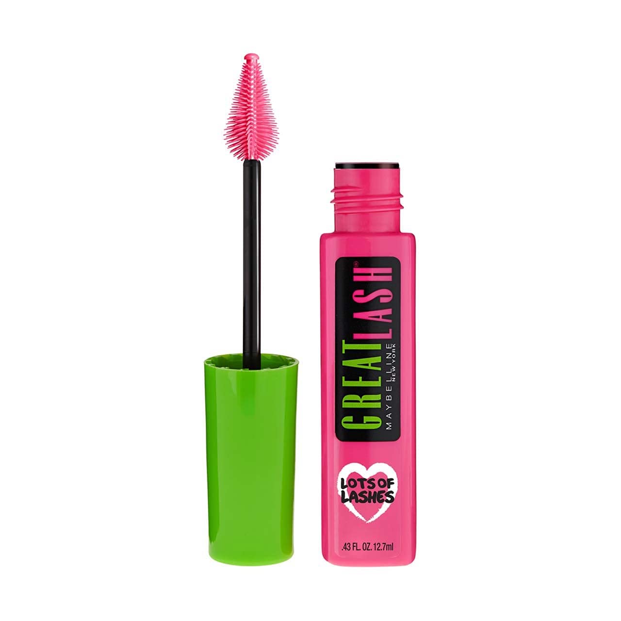 Maybelline Great Lash Lots of Lashes Washable Mascara, Blackest Black 0.43 oz (Pack of 5)