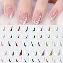 French Nail Art Sticker, 3D Self-Adhesive French Nail Decals Tips V Shape Nail Guides for Manicure DIY Nail Decoration (8Sheets)