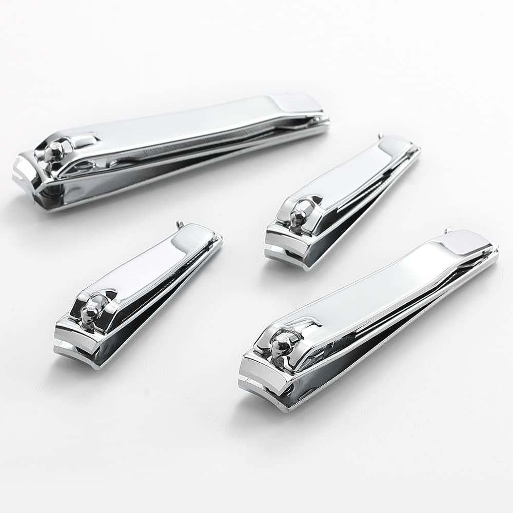 4 Pcs Professional Stainless Steel Toenail Clipper and Fingernails by QLL - Swing Out Nail Cleaner/File - Sharpest Stainless Steel Clipper - Wide Easy