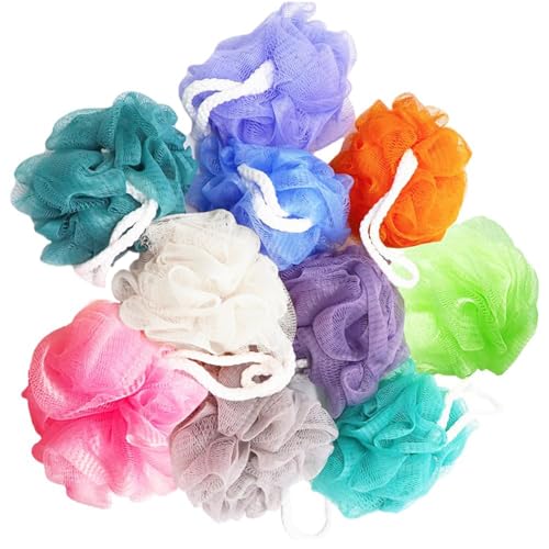 10 Pack of Bath Loofah Shower,Small Size Sponge Pouf Body Scrubber Exfoliator Scrubber Ball,Mesh Bath and Shower Sponge for Kids Women Men Body Wash