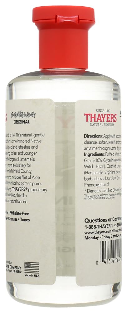 Thayers Witch Hazel with Aloe Vera, Original Astringent 12 oz (Pack of 4)