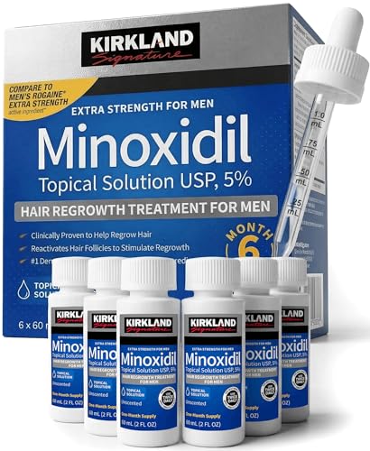 Kirkland Minoxidil for Men Liquid, Extra Strength Hair Regrowth Treatment 5%, 6 Months Supply - Upgraded Dropper Applicator and Bonus Free Guide Beauty and Personal Care KIRKLAND Default Title