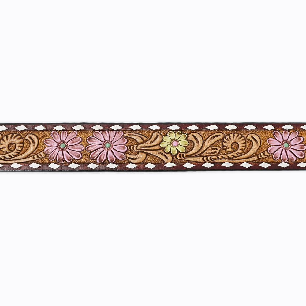 American Darling Medium Beautifully Hand Tooled Tan Genuine Leather Belt Men and Women Western with Removable Buckle