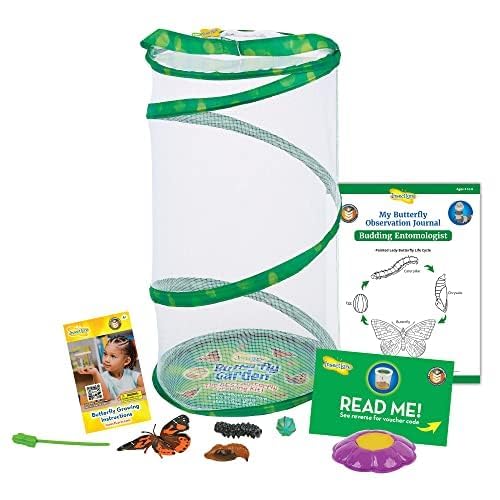 Insect Lore Giant Butterfly Garden – 18" Habitat with Life Cycle Figurines & Voucher to Redeem 5 Baby Caterpillars, Raise Painted Lady Butterflies