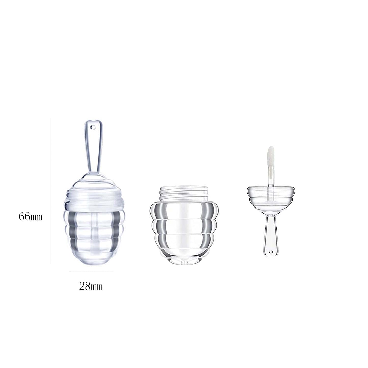 25 Pieces Honey comb Shaped 6ml Lip Gloss Tube Empty Plastic Lip Gloss Container Mini Clear Refillable Lip Balm Bottle Container with 2 Pieces Plastic