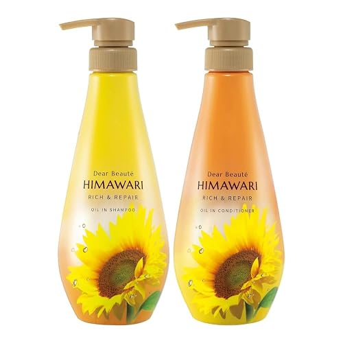 Dear Beaute HIMAWARI Rich & Repair Oil-in Shampoo Conditioner Set, 500ml/500g, Non-Silicone, Sulfate free, Hair Care for Frizz, Curly Hair, Dry, Humid