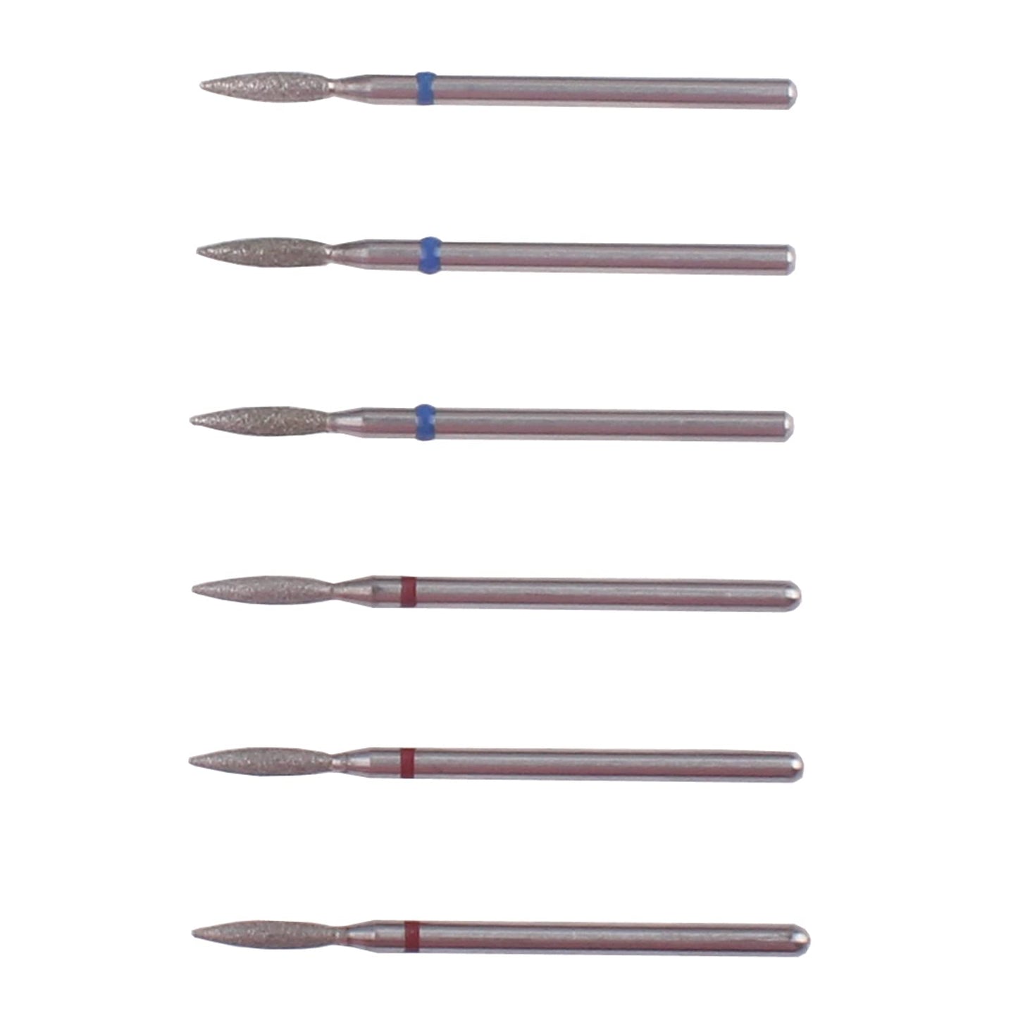 MZCMSL Flame Shape Diamond Cuticle Nail Drill Bit Set, 6pcs Pro Manicure Drill Bits for Nail Prep, 3/32 Shank efile Bit(Fine+Medium)