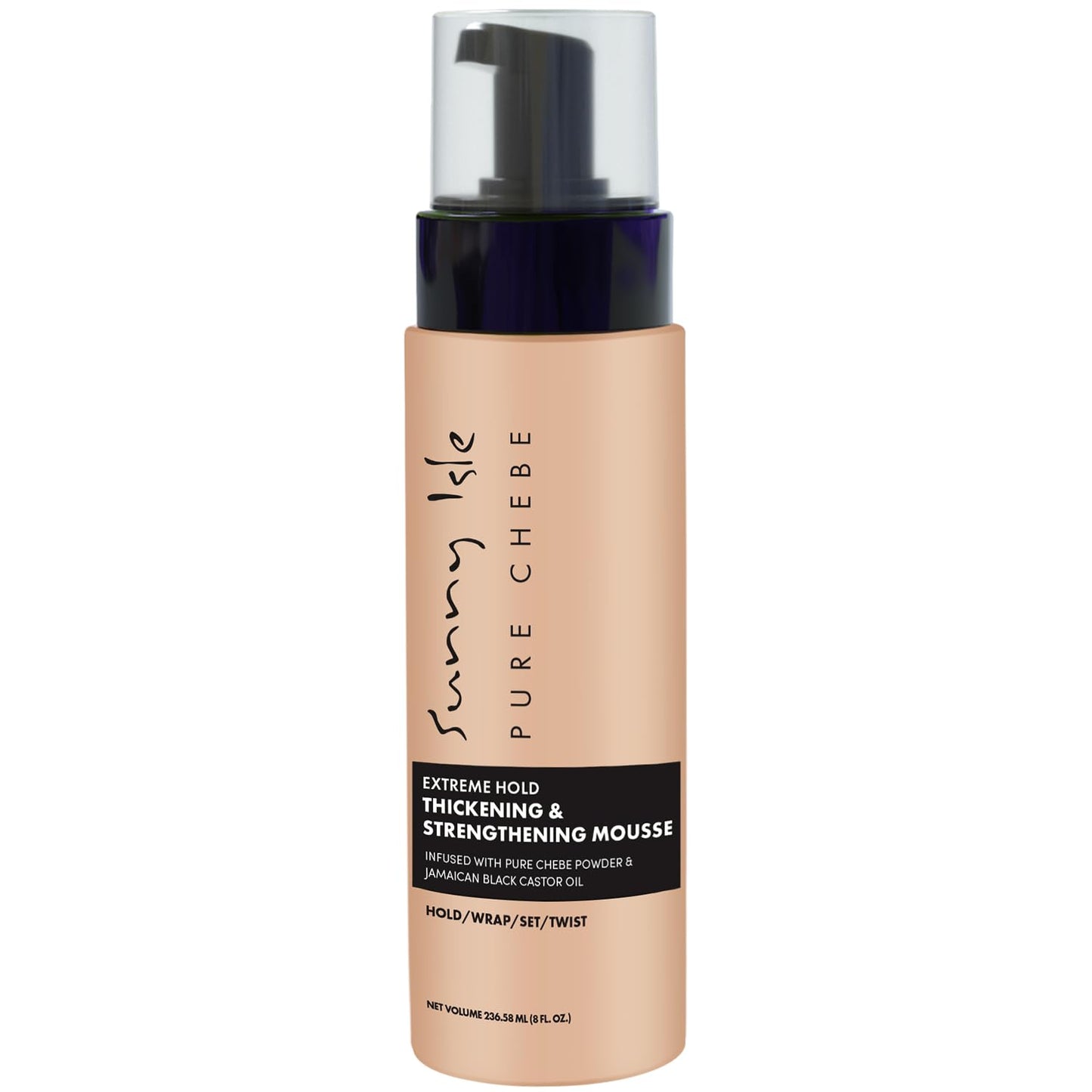Sunny Isle Chebe Extreme Hold Thickening & Strengthening Mousse - Infused with African Chebe Powder, Jamaican Black Castor Oil - 8oz