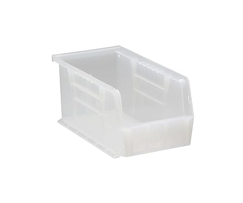 Quantum Plastic Storage Clear-View Ultra Hang and Stack Bin 10-7/8" x 5-1/2" x 5" - Pack of 12