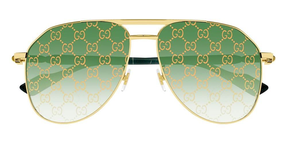 Gucci GG1220S 004 Gold/Green Pilot Men's Sunglasses
