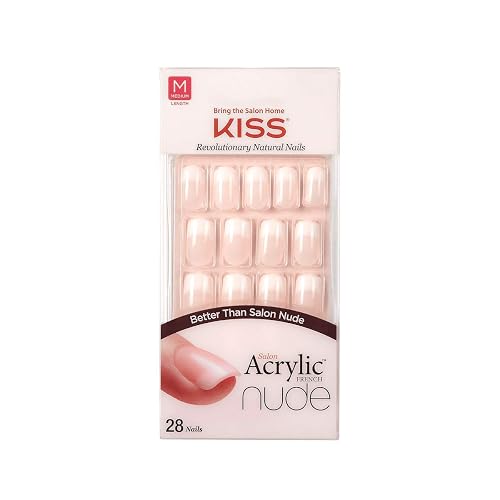 (2 PACK) Kiss Salon Acrylic Nude French 28 Nails (KAN03), Free Glue, False Nails, French Fake Nails Beauty & Personal Care La Shield