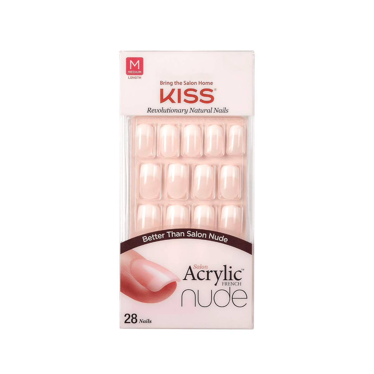(2 PACK) Kiss Salon Acrylic Nude French 28 Nails (KAN03), Free Glue, False Nails, French Fake Nails Beauty & Personal Care La Shield