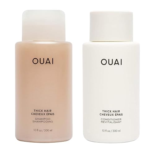 OUAI Thick Hair Shampoo and Conditioner Set - Sulfate Free Shampoo and Conditioner for Thick Hair Care - Moisturizes, Strengthens & Fights Frizz