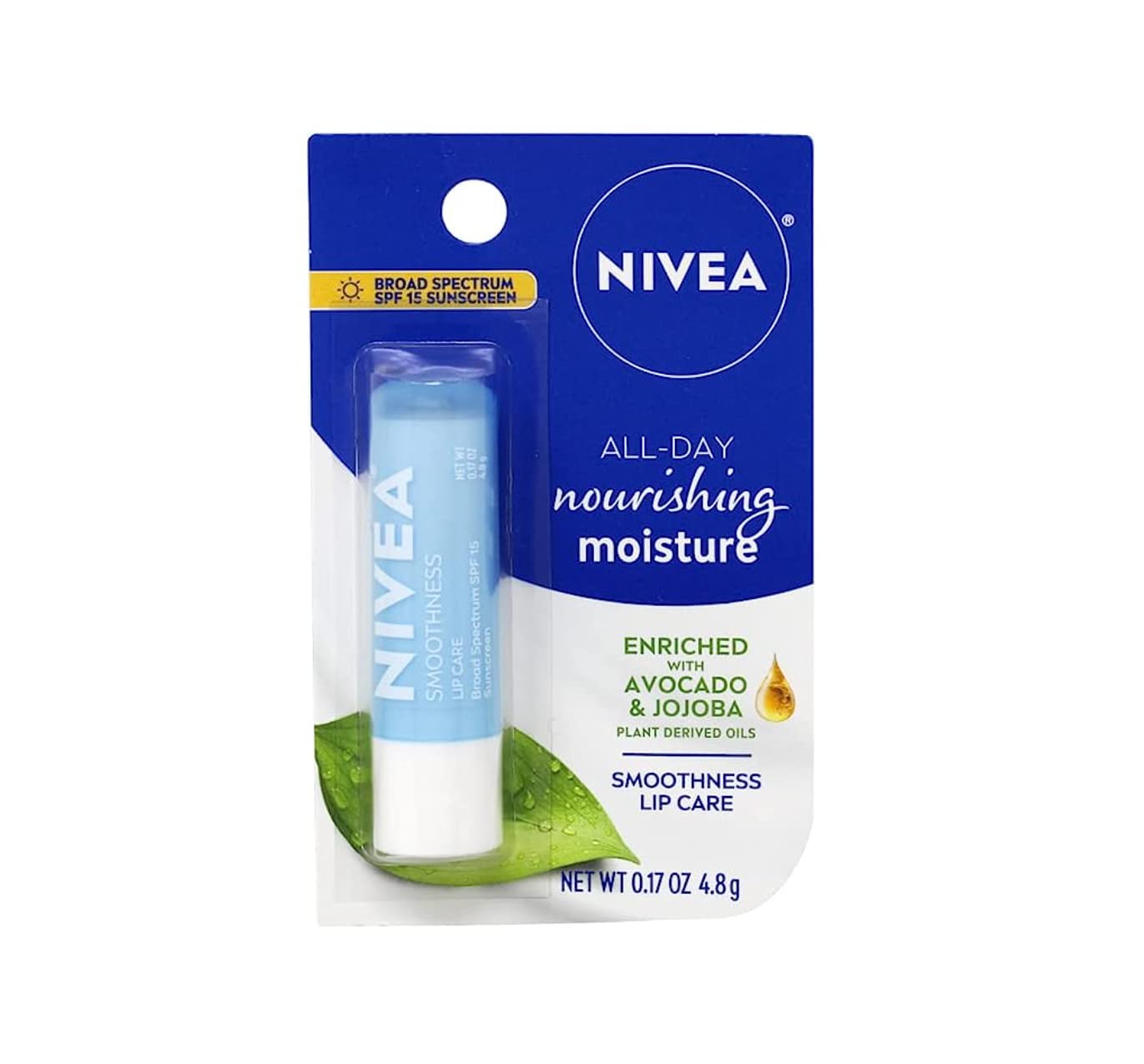 NIVEA a Kiss of Smoothness Hydrating Lip Care SPF 15, 0.17 oz (Pack of 5)