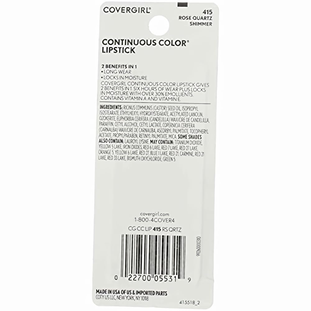 COVERGIRL Continuous Color Lipstick Rose Quartz (Pack of 6)