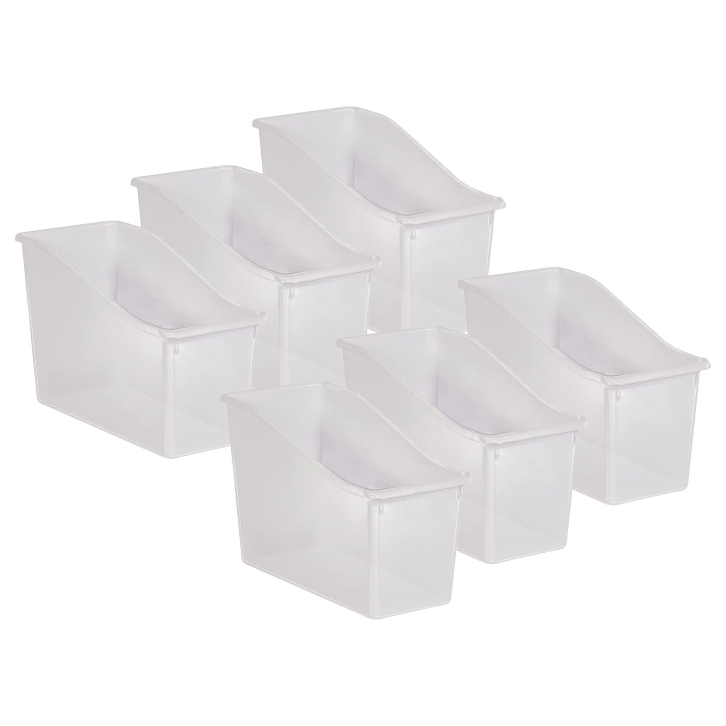 Teacher Created Resources Plastic Book Bin, 11.3-inch x 5.5-inch x 7.5-inch, Clear, 6/Pack (TCR20458-6)