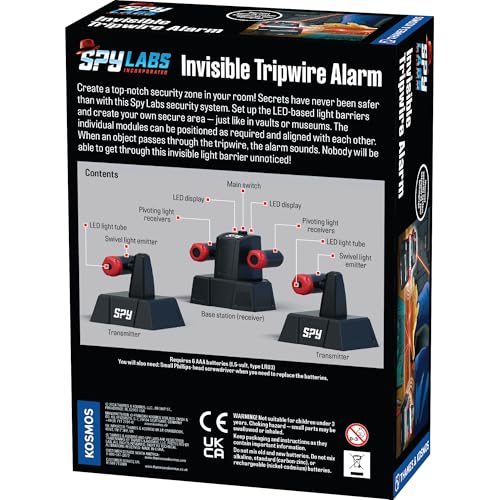 Thames & Kosmos Spy Labs Invisible Tripwire Alarm – Toy Security System with LED Light Beams for Kids Ages 8+, Detective Pretend Play Tool