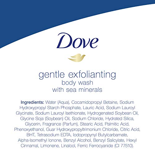 Dove Body Wash 100% Gentle Cleanser, Sulfate Free Gentle Exfoliating With Sea Minerals Bodywash for Softer, Smoother Skin After Just One Shower 22 oz