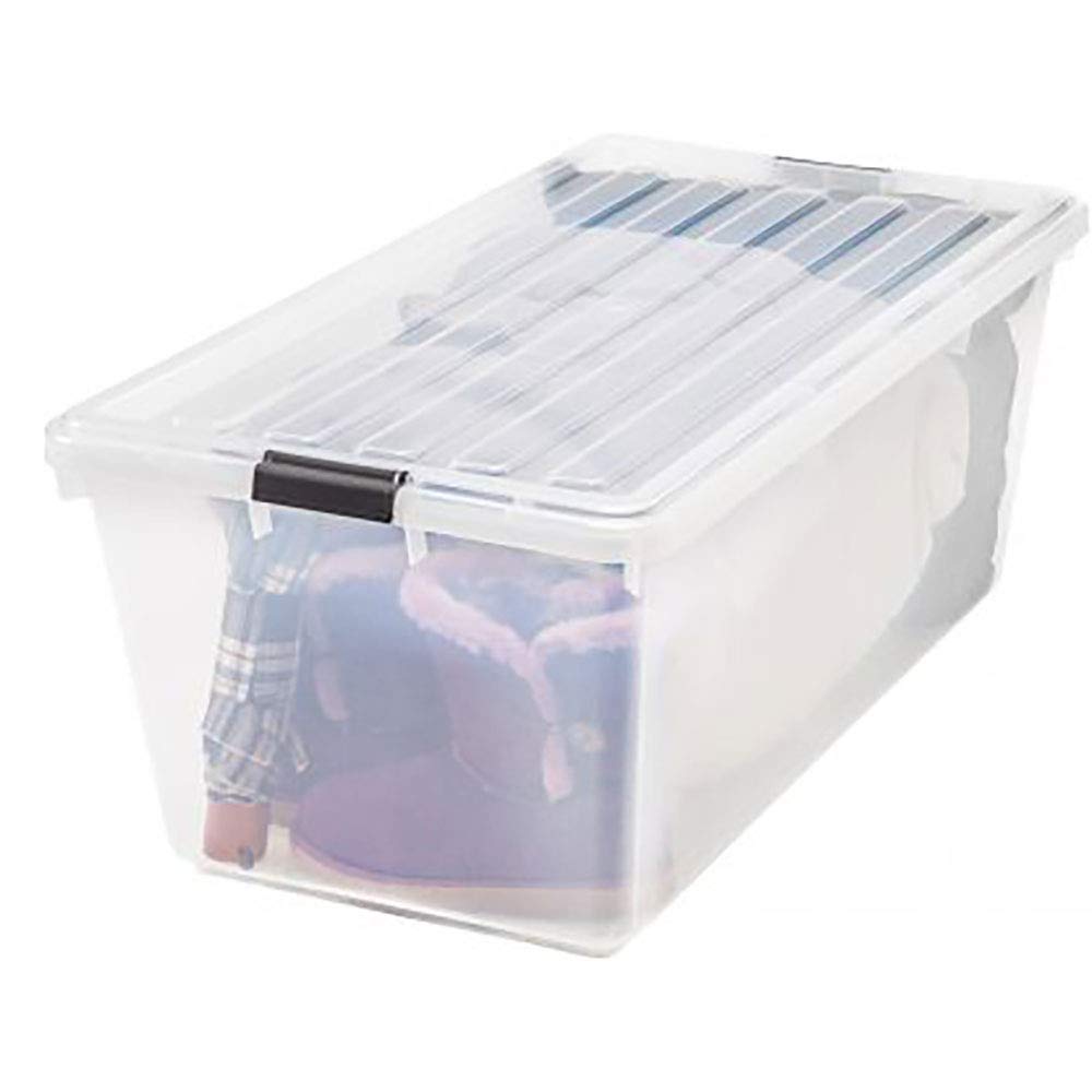 IRIS 91 Quart Buckle Down Storage Box, Clear, Pack of 1
