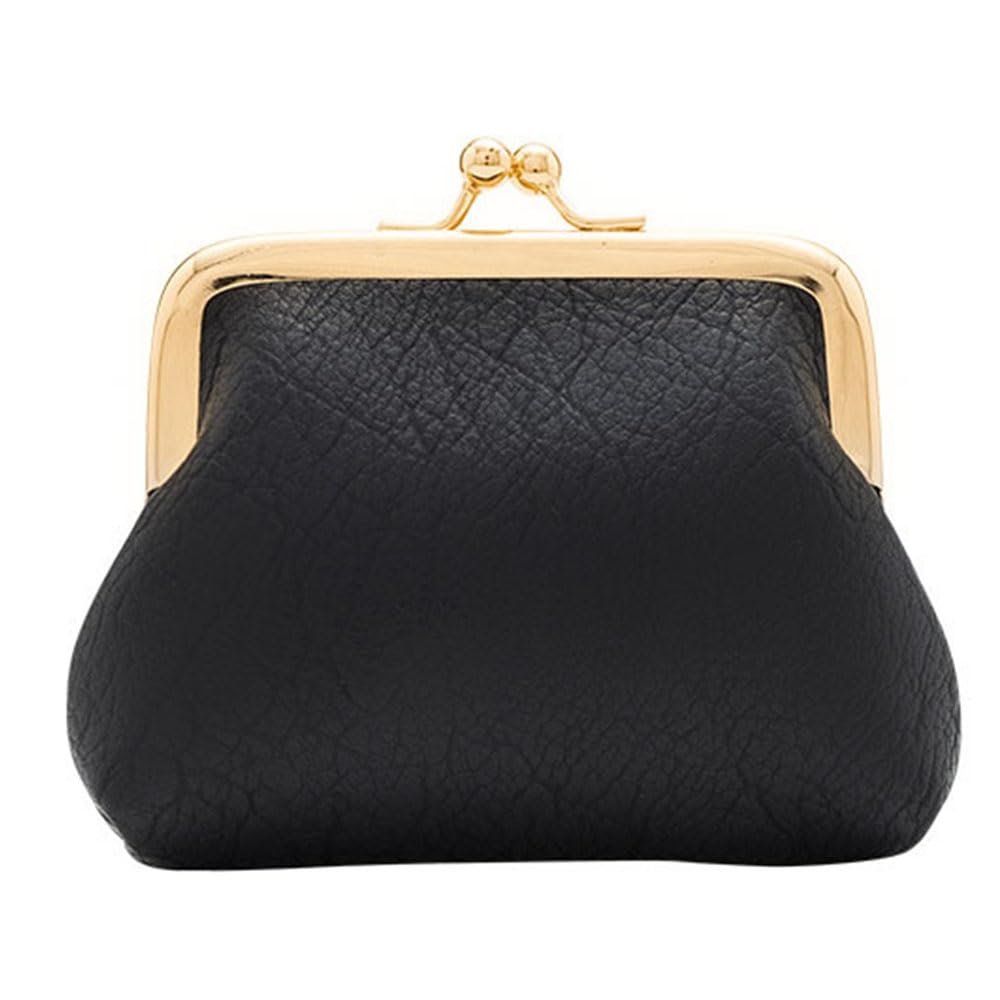 Lavogel Coin Purse, Kiss Lock Coin Purse for Women, Large Capacity Coin Pouch,Vintage Change Purse Cute Car Coin Holder for Women (1-Black)