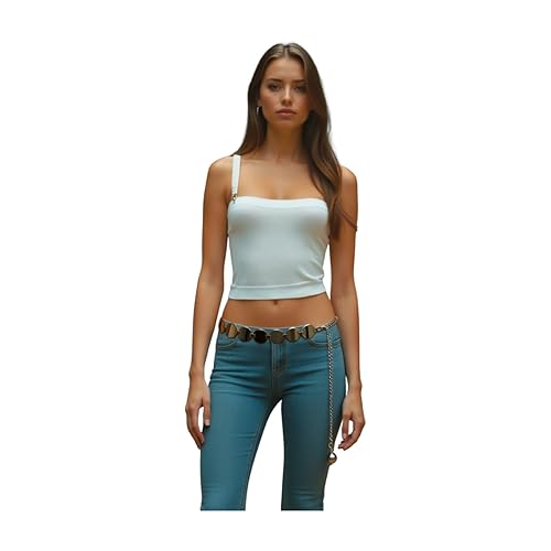 Women Fashion Skinny Belt Hip High Waist Silver Metal Narrow Band Circle Round Charms S M L