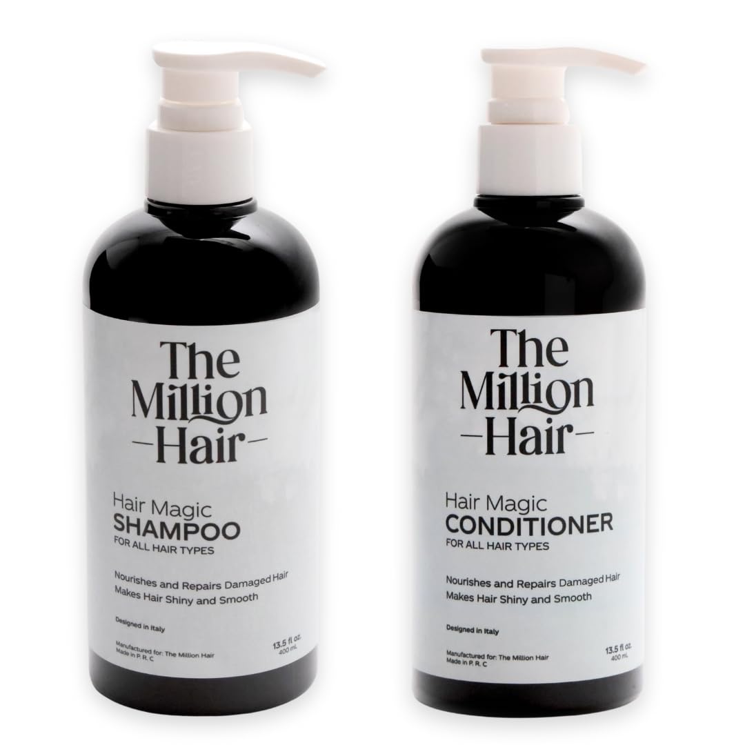 Hair Magic- Shampoo & Conditioner Set By The Million Hair, 13.5 Fl Oz (Pack of 2), White