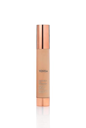 YENSA Serum Foundation Makeup - Super Silk Full Coverage Foundation Enriched with Peptides, Vitamin C & Ferulic Acid to Help Reduce Fine Lines