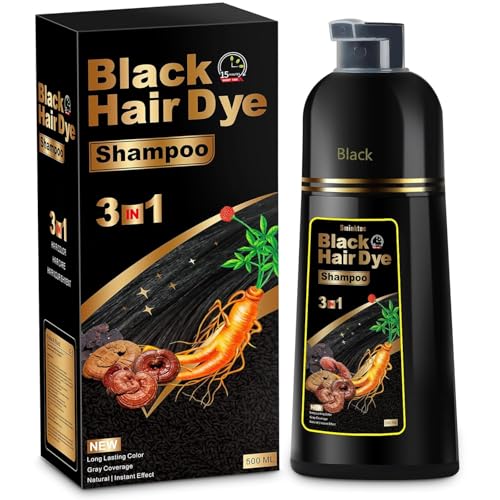 Sminktec Hair Dye Shampoo 3 in 1 for Gray Hair, Herbal Ingredients Natural Shampoo Hair Dye for Women Men (Black) Beauty and Personal Care Sminktec Default Title