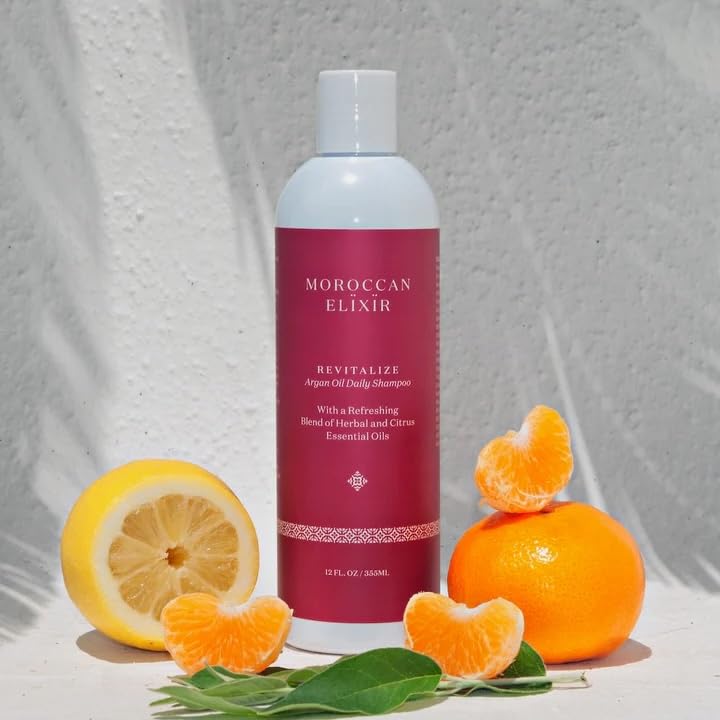 Moroccan Elixir Revitalize Argan Oil Shampoo, Paraben and Sulfate Free Shampoo Repairs Dry, Damaged, Color-treated Hair, Tames Frizz and Promotes