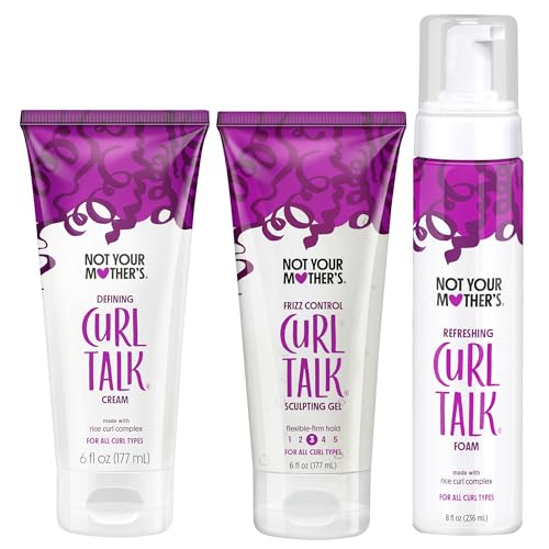 Not Your Mother's Curl Talk Frizz Control Sculpting Gel, Defining Cream, and Refreshing Curl Foam (3-Pack) - 6 and 8 fl oz - Formulated with Rice Curl Beauty and Personal Care Not Your Mother's Default Title