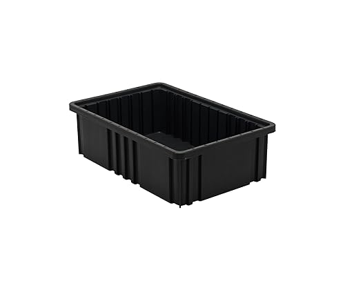QUANTUM STORAGE SYSTEMS DG92050CO Dividable Grid Conductive Plastic Heavy Duty Part Organizer Black Bins 17" L x 11" W x 5" H 12 Pack