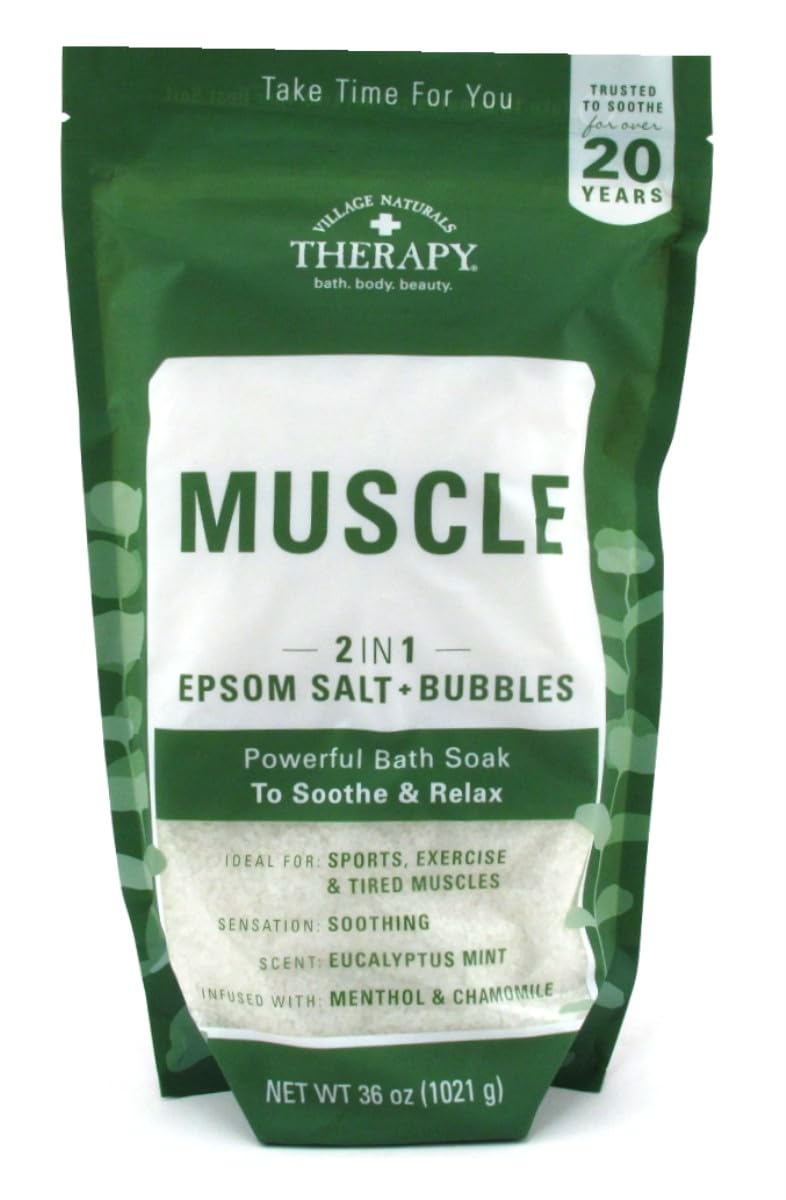 Village Naturals Aches + Pains Muscle Foam Soak Salts 2.25Lbs (1064ml) (2 Pack) Beauty and Personal Care Village Naturals Therapy
