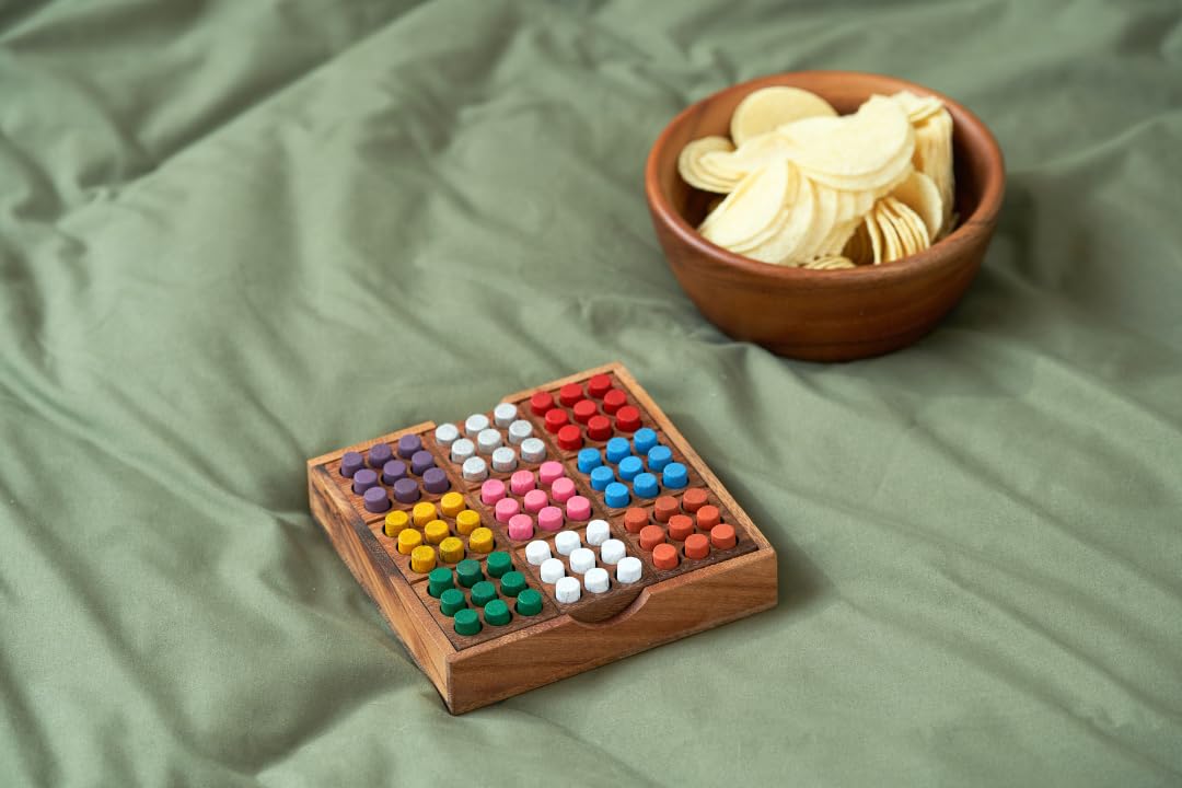 Wood Colored Sudoku Board (Travel Set): STEM Traditional Family Game Math Brain Teaser Toys Educational Rainbow Sudoku Game Set