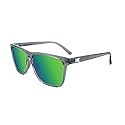 Knockaround Fast Lanes Sport - Polarized Running Sunglasses for Women & Men - Impact Resistant Lenses & Full UV400 Protection, Clear Grey Frame/Green