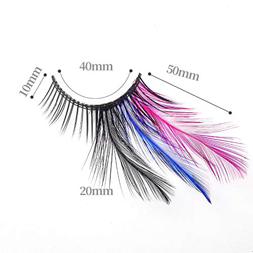 Dorisue Rainbow lashes Black Blue Purple Feather eyelashes Costume halloween eyelashes show False Eyelash Feather lashes Feather extensions for Women…