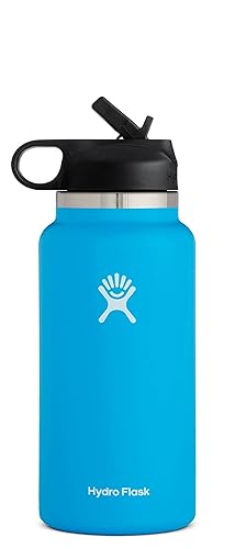 Hydro Flask 32 Oz Wide Flex Straw Cap Bottle - Insulated Stainless Steel - Wide Straw Lid, Non Spill, Leakproof in Pacific