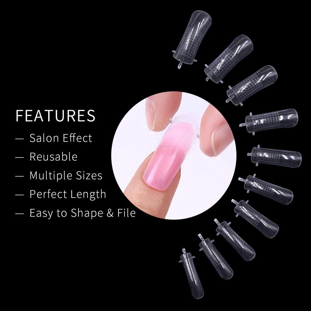 EBANKU 100 PCS Clear Nail Extension Form Tips Dual Nail Mold Full Cover UV Polygel Gel Tools Acrylic Nail System Forms Set with Black Dual-Ended
