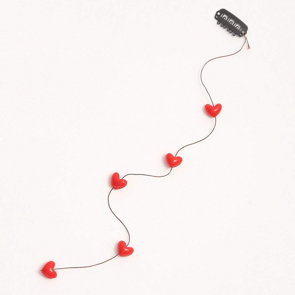 Numblartd Set of 3 Handmade Streamline Hair Extensions Hair Clip Pins with Acrylic Love Heart Bead - DIY Hair Clip Comb Hairpin Headdress Hair