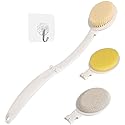 LFJ 19" Long Handle Shower Sponge Brush Set, 3 in 1 Body Brush, Bath Sponge and Lotion Applicator Improved Skin Health, Suitable for Men and Women